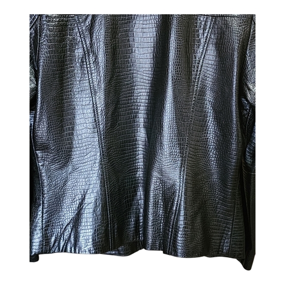 Vintage Saguaro Genuine Leather Croc-Embossed Black Jacket Y2K Style Size XL - Picture 9 of 15